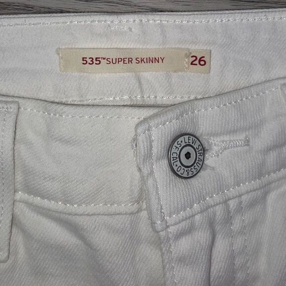 Levi's 535 Super Skinny White Out Stretch Denim Jeans Size 26 - Picture 3 of 7